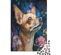Chihuahua con testa di cervo, cielo notturno stellato, Puzzle Sostenibili Con Motivi Per Adulti Da Gioco in Legno Di Alta Qualità 38x26cm/1000pcs