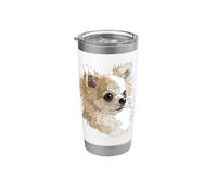 Chihuahua dai capelli lunghi Chiwawa Capelli lunghi Mamma Papà Amante dei cani Bicchiere termico in acciaio inox doppia parete