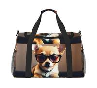 Chihuahua Dog Glasses 1 stampa bagaglio a mano per donne uomini borsa a tracolla weekender per yoga viaggio must have, nero, Taglia unica