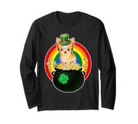 Chihuahua Dog Lucky Charm Shamrock Funny St Patricks Day Maglia a Manica