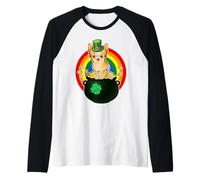 Chihuahua Dog Lucky Charm Shamrock Funny St Patricks Day Maglia con Maniche Raglan