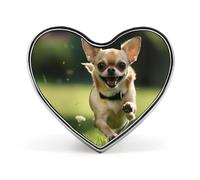 Chihuahua Dog Running Badge a forma di cuore carino spilla spille spille badge per zaino giacche cappelli decorazione