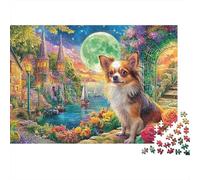 Chihuahua en Londres 1000pcs Thick Cardboard Puzzle Perro de la Luna Jigsaw Puzzle Adults Ultra Difficult Decompression Home Decoration for Holiday Events 38x26cm/1000pcs
