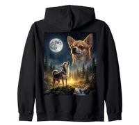 Chihuahua Howling to The Moon Funny Dog Meme Felpa con Cappuccio