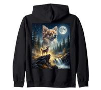 Chihuahua Howling to The Moon Funny Dog Meme Felpa con Cappuccio