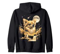 Chihuahua Howling to The Moon Funny Dog Meme Felpa con Cappuccio