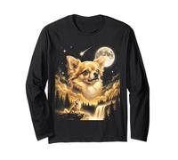 Chihuahua Howling to The Moon Funny Dog Meme Maglia a Manica