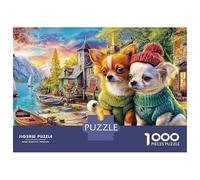 Chihuahua Jigsaw Puzzles for Adults 1000 Landscape Chihuahua with Hat 1000 Piece Jigsaw Puzzles for Adults, Educational Game Jigsaw Puzzle Suitable for Decompression And Wall Decor