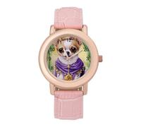 Chihuahua King of Mardi and Gras Orologio da polso da donna personalizzato alla moda con cinturino morbido regalo per compleanni San Valentino, Stile:, regular, MHXYZHW