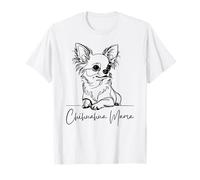 Chihuahua Mama Chihuahua Capelli Lunghi Mamma Cane Carino Line Art Maglietta