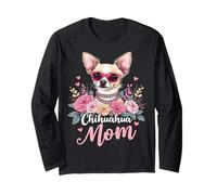 Chihuahua Mom Occhiali da Sole Floreali Maglia a Manica