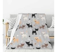 Chihuahua Paws And Bones, coperta in flanella super morbida, spessa e comoda, 80"x60"