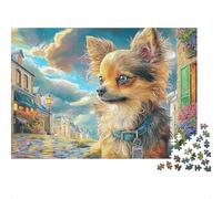 Chihuahua Puzzle Cielo da sogno sopra il castello 1000 Pezzi Cartone Riciclato Per Ragazzi 14+, Sfida Rilassante, Regalo Natale Premium Immagini Vibranti 52x38cm/1000pcs