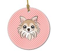 Chihuahua Rosa A Scacchi Addobbi Per Natale Con Cordino Ornamenti Di Albero Di Natale Ceramica Ciondoli Decorazione Albero Di Natalizia