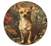 Chihuahua, sfondo vegetale con fiori|| Puzzle Divertenti Per Tutta La Famiglia 1000pcs (67.5x67.5cm) Adulti