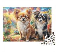 Chihuahua Warm Mother-Child Interaction Premium Puzzle da 1000 Pezzi per AdultiDue Cani Colorati nella Città Arcobaleno Spesso Robusto Alta Qualità Vibrante Sfidante Antistress Gioco 38x26cm/1000pcs
