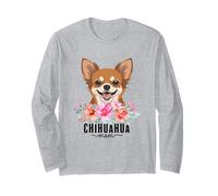 Chihuahua with Flowers Dog Mom Cute Pet Owner Lover Maglia a Manica
