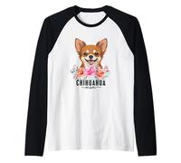 Chihuahua with Flowers Dog Mom Cute Pet Owner Lover Maglia con Maniche Raglan