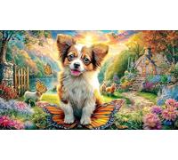 Chihuahua-with-sunflowers-and-butterflies 1000 pezzi Puzzle per donne e uomini Carta riciclata Sfida di gioco educativo Gioco stimolante Bellissimo puzzle decorativo 38x52/1000 pezzi