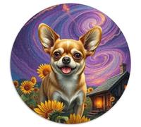 Chihuahua1000 Piece Puzzle Per Adulti Collezione Circle of Colors, Jigsawanimale domestico Cane Arte, Regalo Forma Rotonda1000pcs (67.5x67.5cm)