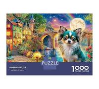 Chihuahuas by River Puzzle 1000 Pezzi Per Adulti E Ragazzi Confezione Di Alta Qualità Intelligente Chihuahua Moon Cottage Puzzle Fai Da Te Intrattenimento Creativo 70x50cm/1000pcs