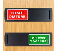 Chihutown 2 Pezzi Cartello Privacy, Cartello ufficio Non disturbare e Benvenuti, 17,8 x 5cm, Plastica, Scorrevole, per Uffici, Famiglia, Una Riunione