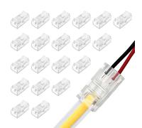 Chihutown 20 pezzi 2-Pin 8mm LED COB Strip Connettore, adattatore trasparente senza saldatura LED Linghting, terminale di estensione del connettore rapido per le luci di striscia LED, connettori