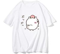 Chiikawa Kawaii Cartoon Graphic Print Tees Mens 100% Cotton Summer Short Sleeve Cute O-Neck Casual T Shirt White 3XL