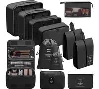 Chijoo Organizer Valigia 12 Pezzi (Nero), set organizer per valigia, organizer viaggio, packing cubes, sacchetti vestiti viaggio