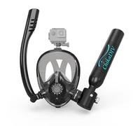 CHIKADIV Maschera subacquea con mini bombola da 0,5 l, pu respirare sott'acqua per 6 minuti, utilizzata per immersioni ricreative e salvataggio di emergenza A Black