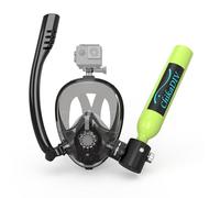 CHIKADIV Maschera subacquea con mini bombola da 0,5 l, pu respirare sott'acqua per 6 minuti, utilizzata per immersioni ricreative e salvataggio di emergenza A Green
