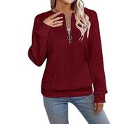 Chikalabs Women's Elegant Snake Print Zip-Up Sweatshirt Long Sleeve Round Neck Casual Pullover -Womens Sweatshirts (Wine Red,XL)