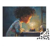Child Blowing Candle Colourful Boy by Candlelight 1000 Pieces Puzzle for Adults Unique Classic Educational Games 52x38cm/1000pcs