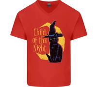 Child Della Notte Halloween Gatto Nero Strega Maglietta In Cotone A V Per Uomo