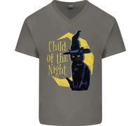 Child Della Notte Halloween Gatto Nero Strega Maglietta In Cotone A V Per Uomo