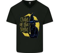 Child Della Notte Halloween Gatto Nero Strega Maglietta In Cotone A V Per Uomo