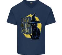 Child Della Notte Halloween Gatto Nero Strega Maglietta In Cotone A V Per Uomo