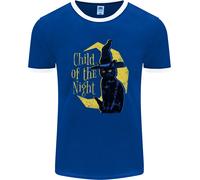 Child Of The Night Halloween Black Cat Witch Uomo Ringer T-Shirt FotL
