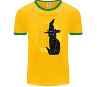 Child Of The Night Halloween Black Cat Witch Uomo Ringer T-Shirt FotL