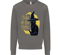 Child Of The Night Halloween Black Cat Witch Uomo Sweatshirt Jumper