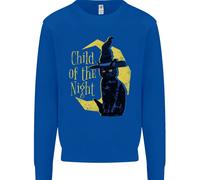 Child Of The Night Halloween Black Cat Witch Uomo Sweatshirt Jumper