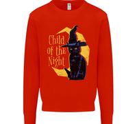 Child Of The Night Halloween Gatto Nero Strega Uomo Felpa Maglione