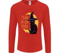 Child Of The Night Halloween Gatto Nero Strega Uomo Maniche