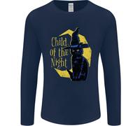 Child Of The Night Halloween Gatto Nero Strega Uomo Maniche