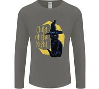 Child Of The Night Halloween Gatto Nero Strega Uomo Maniche