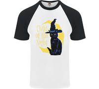 Child Of The Night Halloween Gatto Nero Strega Uomo S/S Baseball T-Shirt