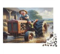 Child on Tractor Farm 100% Recycled Cardboard Kids Playing Outside 1000Pc Puzzle Adults Unique Classic Educational Games Brainteasing 38x26cm/1000pcs