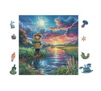 Child with Lantern by The Lake Rompicapo 100 Pezzi Per Bambini E Genitori Cartone Spesso Sicuro Difficoltà Bassa Per Svago Familiare Con Poster Incluso Qualità Garantita 28x28cm