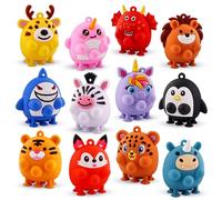 ChildFun 12 bomboniere per bambini, giocattoli pop 3D a forma di animale, sacchetti di caramelle per bambini, pignatta, premio di carnevale, giocattoli antistress, scatola del tesoro per classe