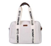 CHILDHOME Borsa Fasciatoio Neonato - Mommy Bag con Materassino Incluso, Numerosi Scomparti, Ganci Passeggino, Tracolla Regolabile, Pelle Vegana, 22L - Mommy Club Signature, Teddy White